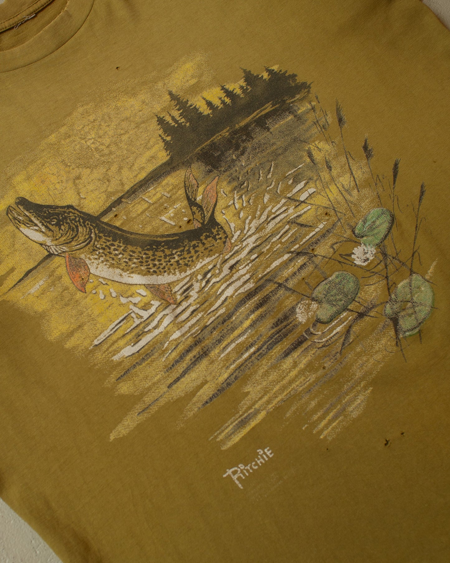 1990s distressed Wildlife T-shirt khaki - L/XL