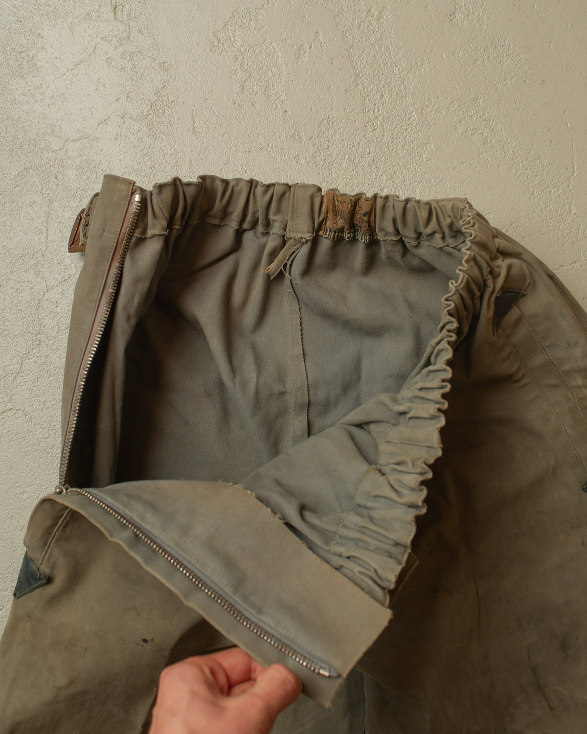 1940s/50s German Poseidon Motorcycle Weather Overpants khaki - L/XL