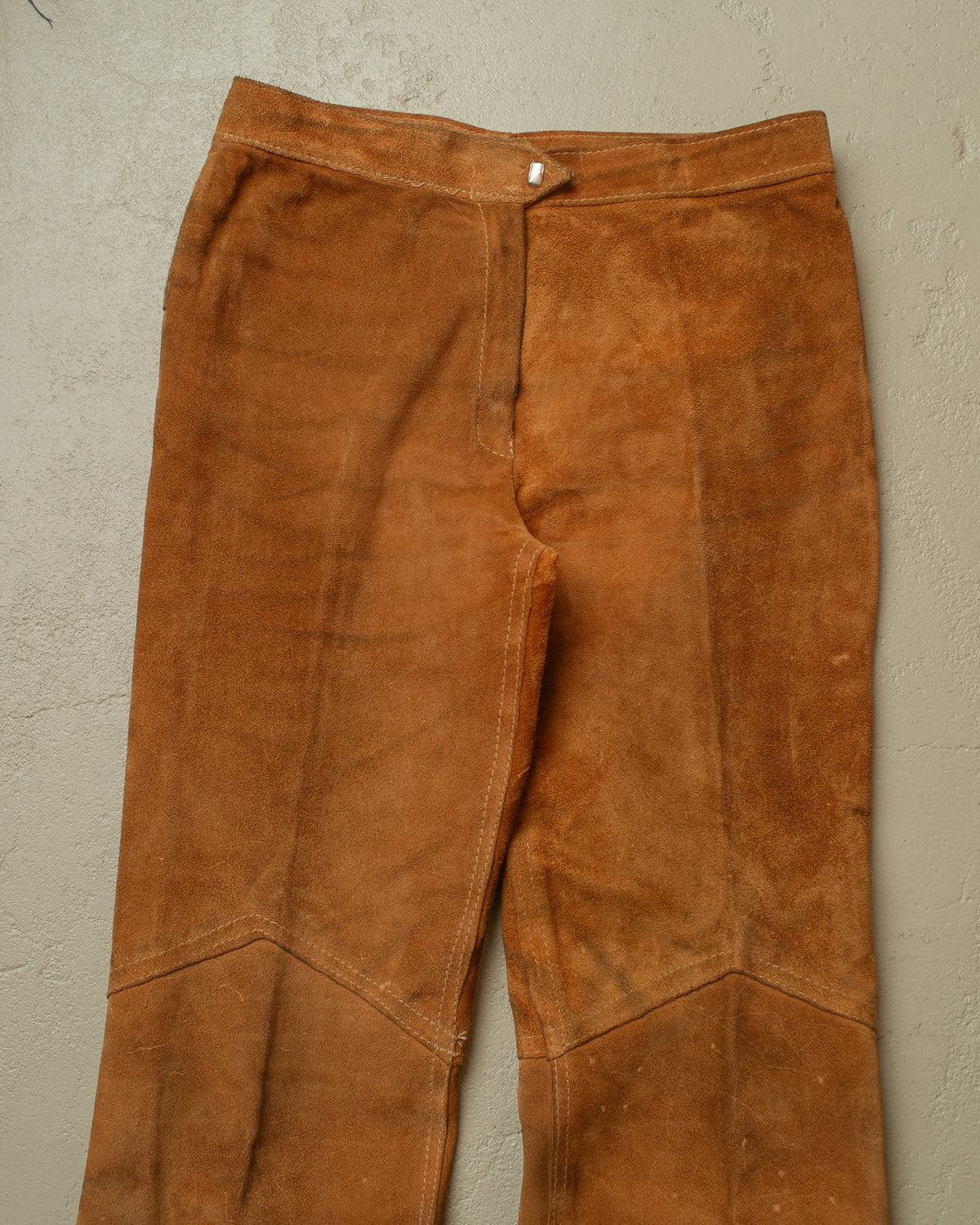 1960s Womens Suede Leather Flared Pants brown - W29,5 L32