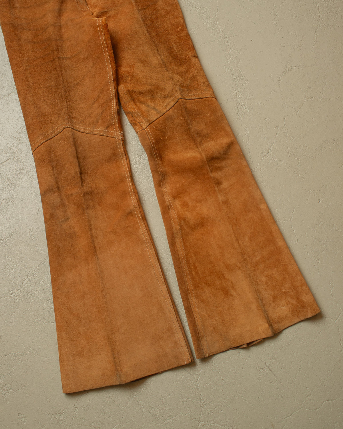 1960s Womens Suede Leather Flared Pants brown - W29,5 L32