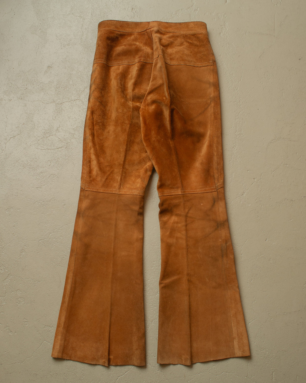 1960s Womens Suede Leather Flared Pants brown - W29,5 L32