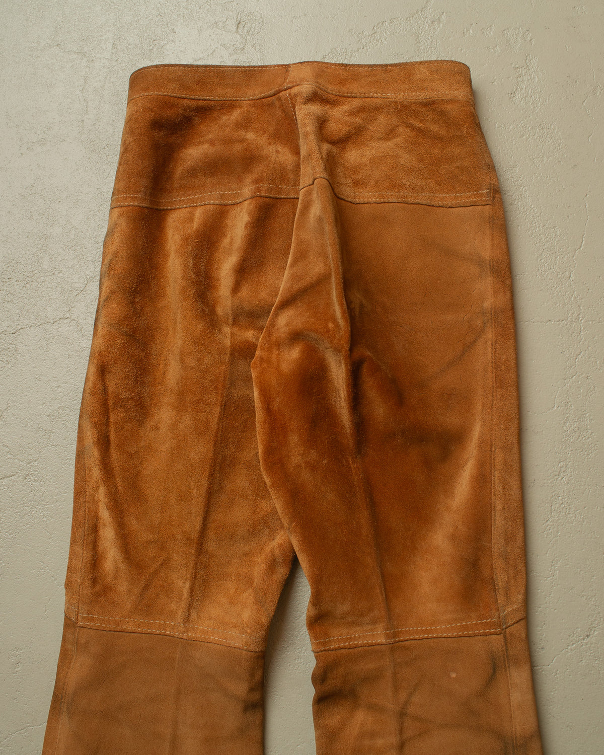 1960s Womens Suede Leather Flared Pants brown - W29,5 L32