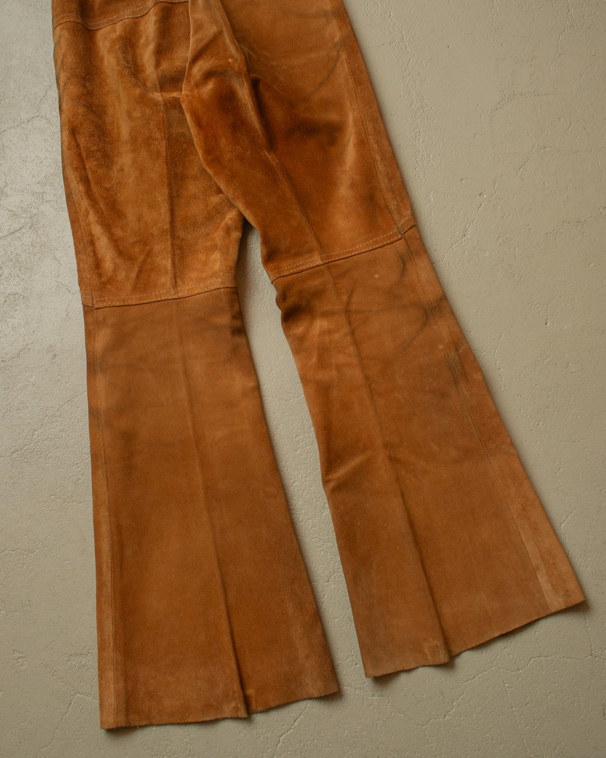 1960s Womens Suede Leather Flared Pants brown - W29,5 L32