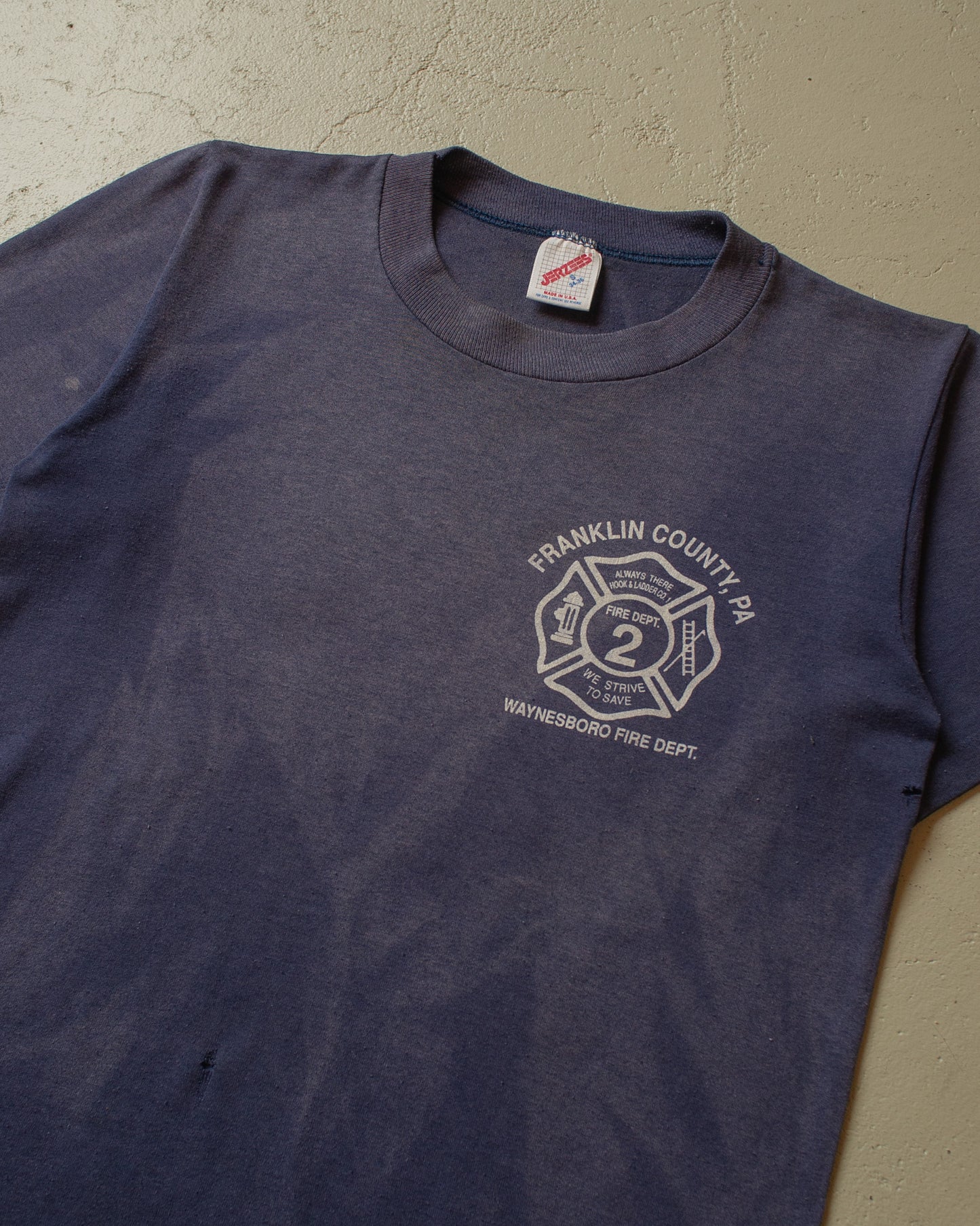 1990s sunfaded Fire Department T-shirt blue - S