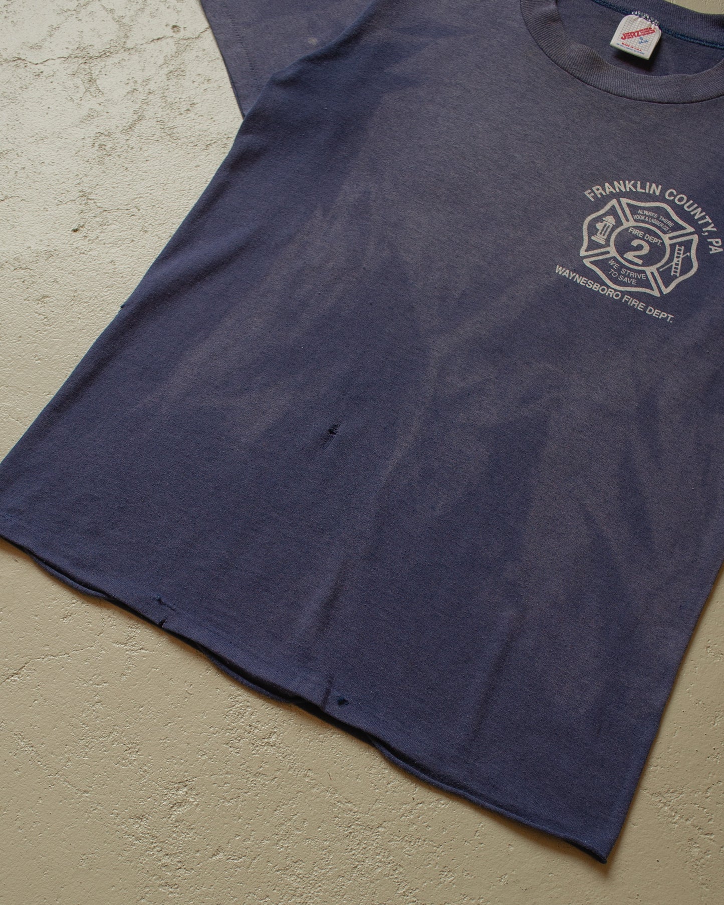 1990s sunfaded Fire Department T-shirt blue - S
