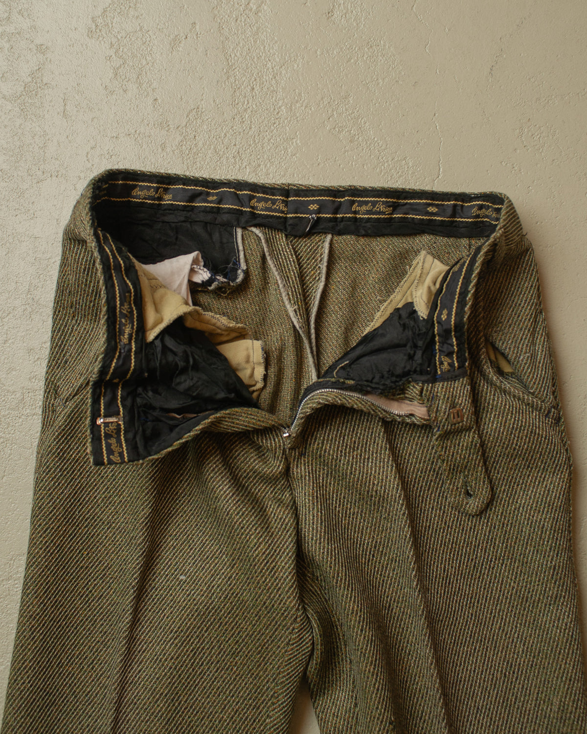 1960s/70s C&A Angelo Litrico Flared Wool Pants green - W30,5 L32,5