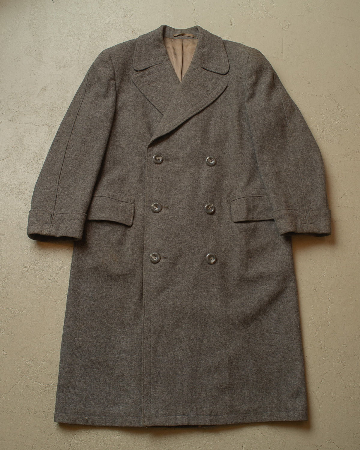 1930s/40s German Double Breasted Wool Overcoat grey - L/XL