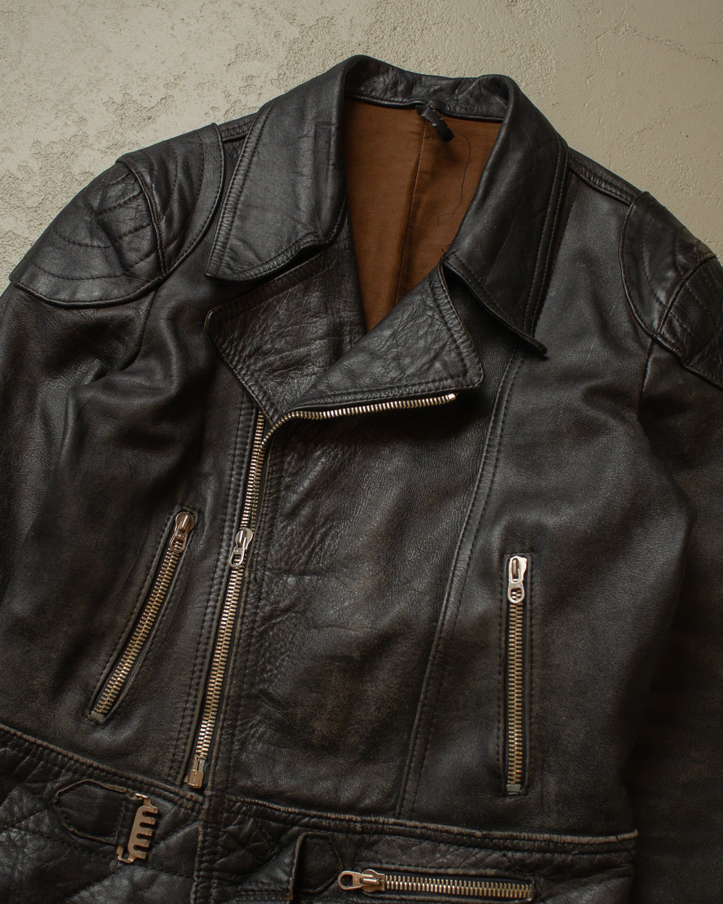 1960s/70s Leather Biker Jacket black - M