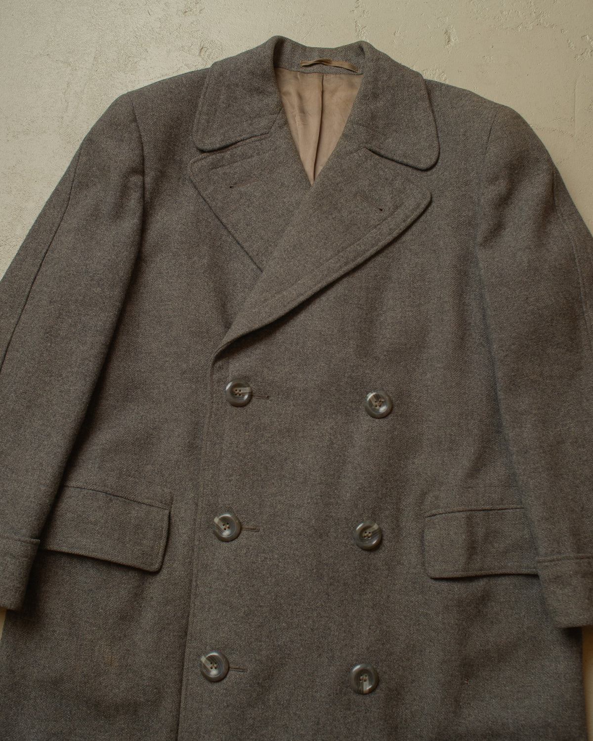 1930s/40s German Double Breasted Wool Overcoat grey - L/XL