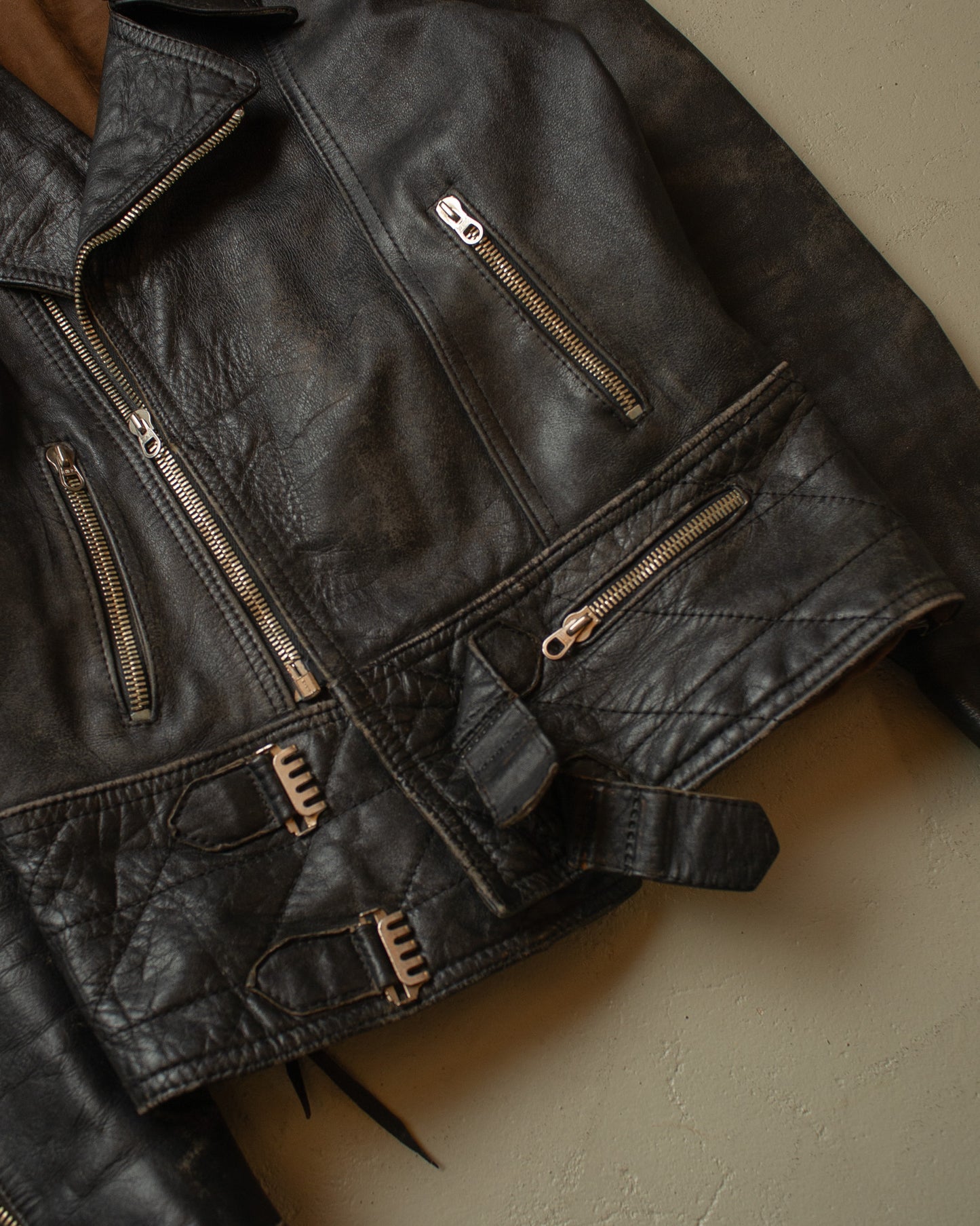 1960s/70s Leather Biker Jacket black - M