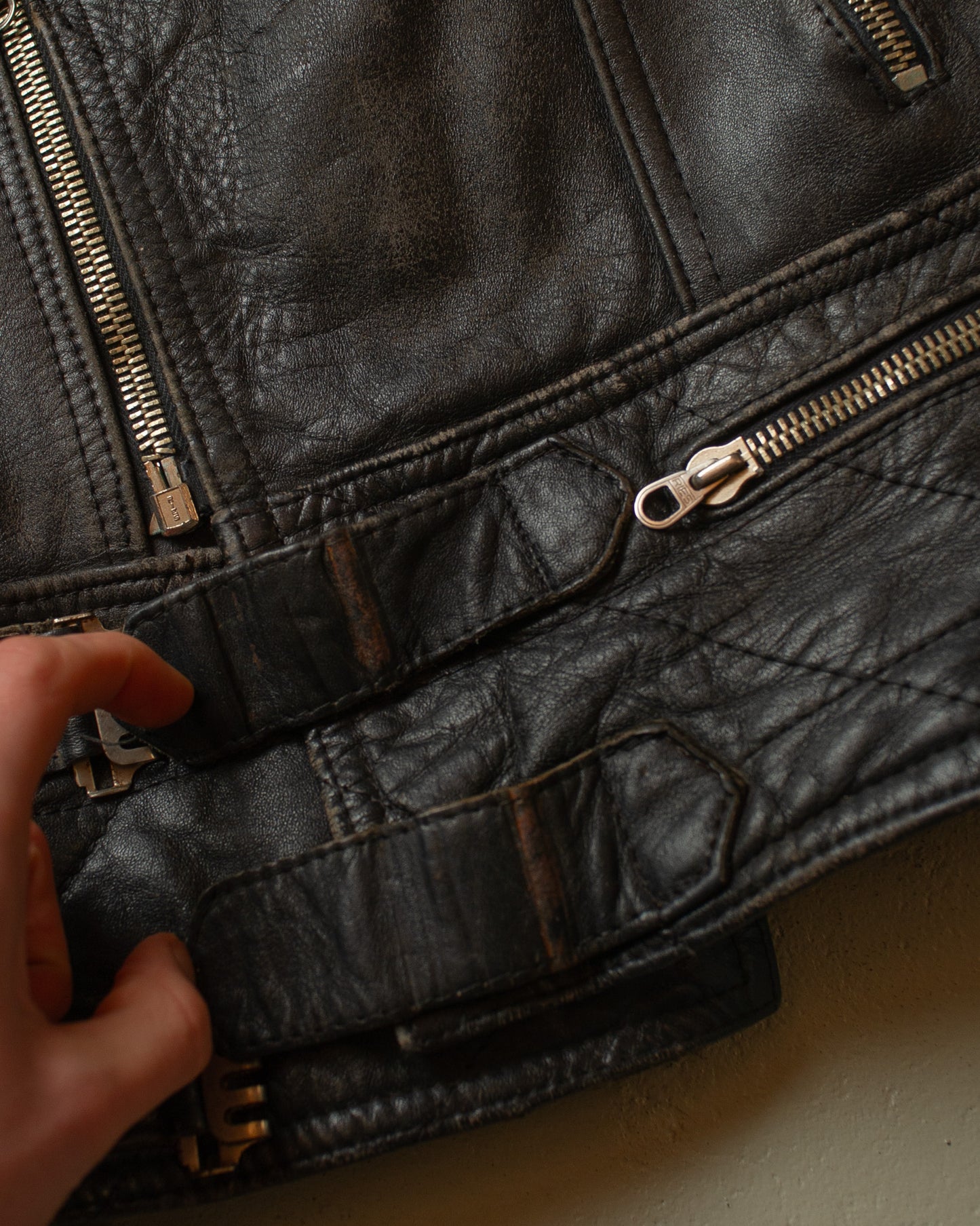 1960s/70s Leather Biker Jacket black - M