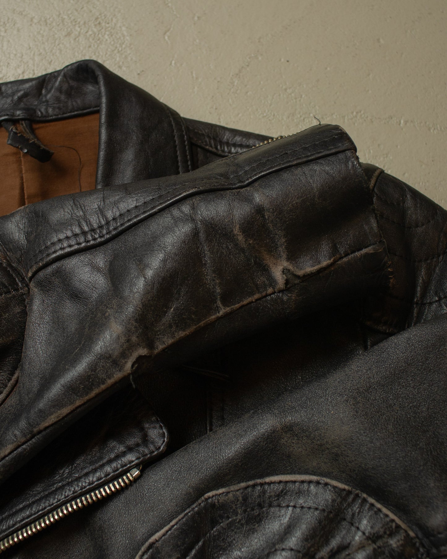 1960s/70s Leather Biker Jacket black - M