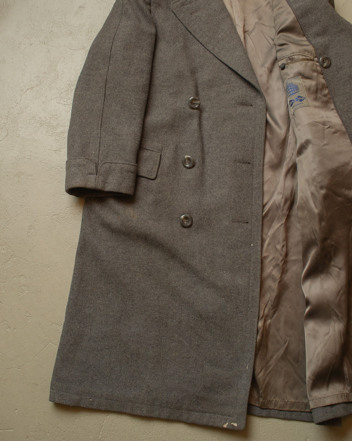 1930s/40s German Double Breasted Wool Overcoat grey - L/XL