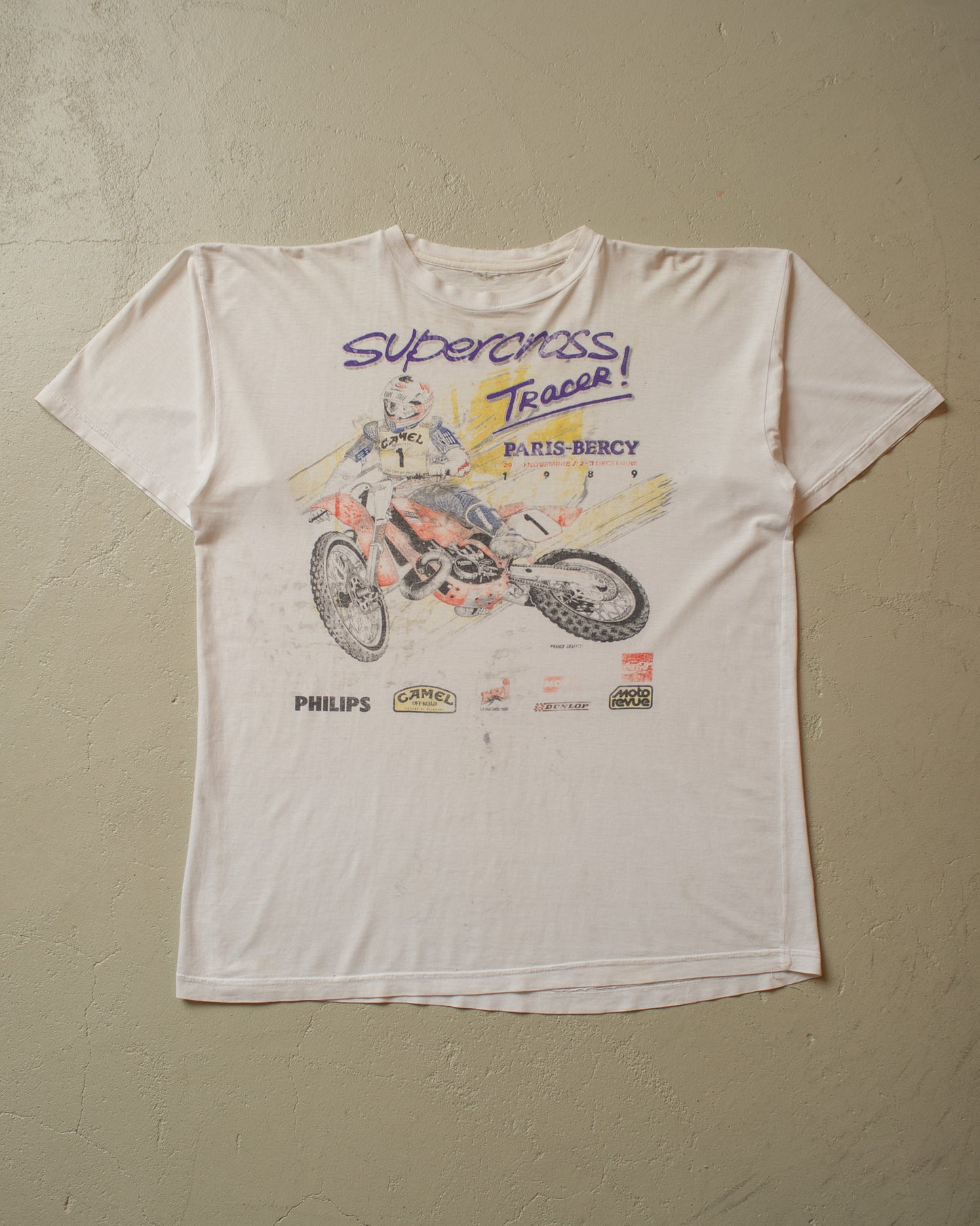 1989 distressed Supercross Tracer T-shirt white - XL/XXL