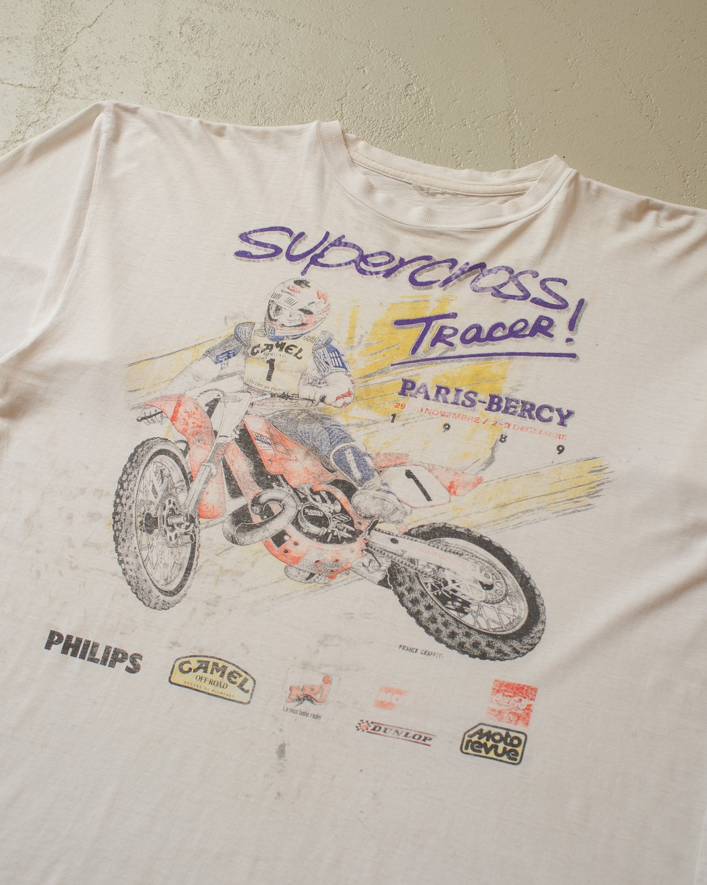 1989 distressed Supercross Tracer T-shirt white - XL/XXL