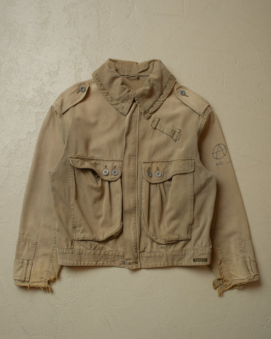 1980s/90s distressed Military Inspired Cotton Jacket khaki - M