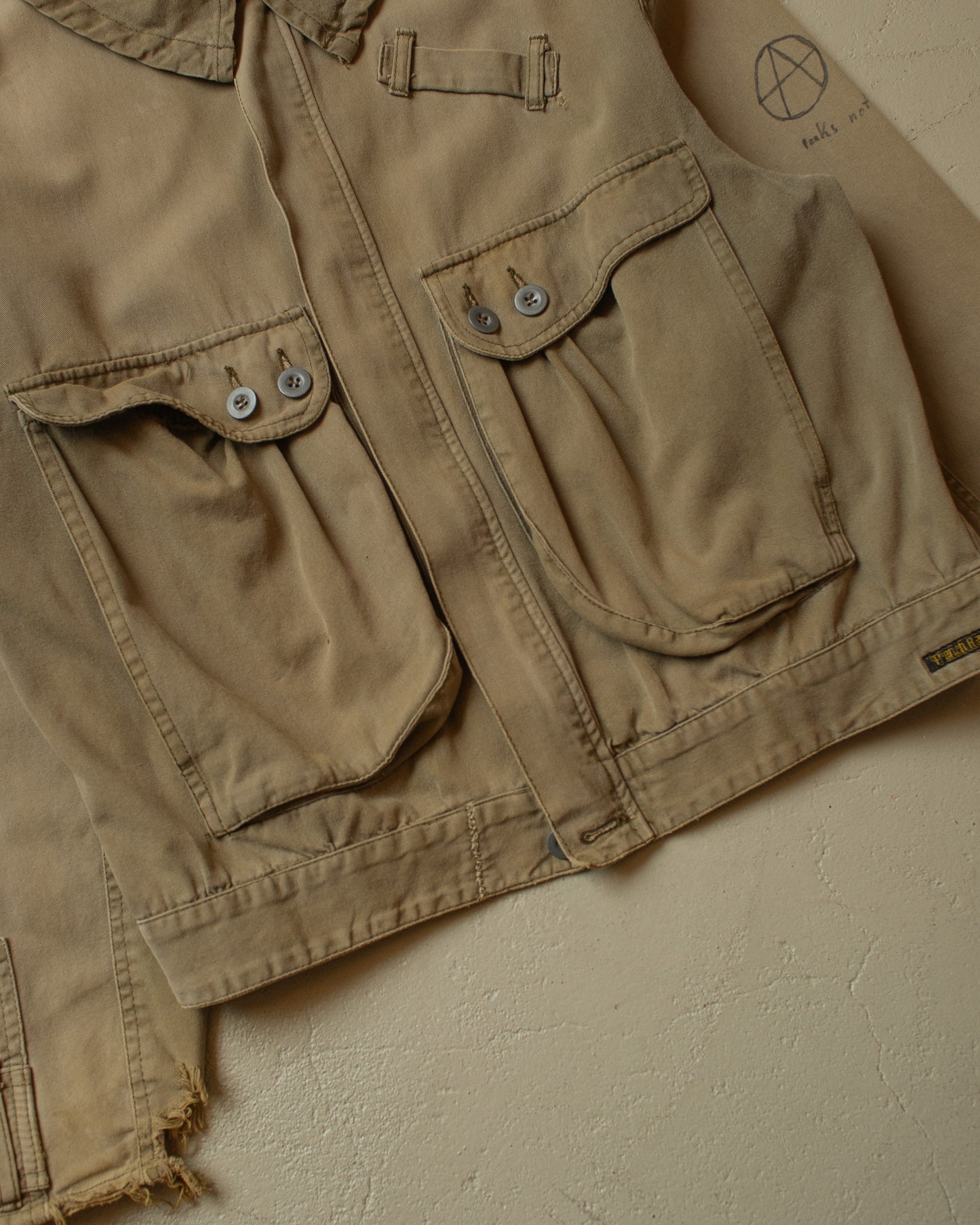 1980s/90s distressed Military Inspired Cotton Jacket khaki - M