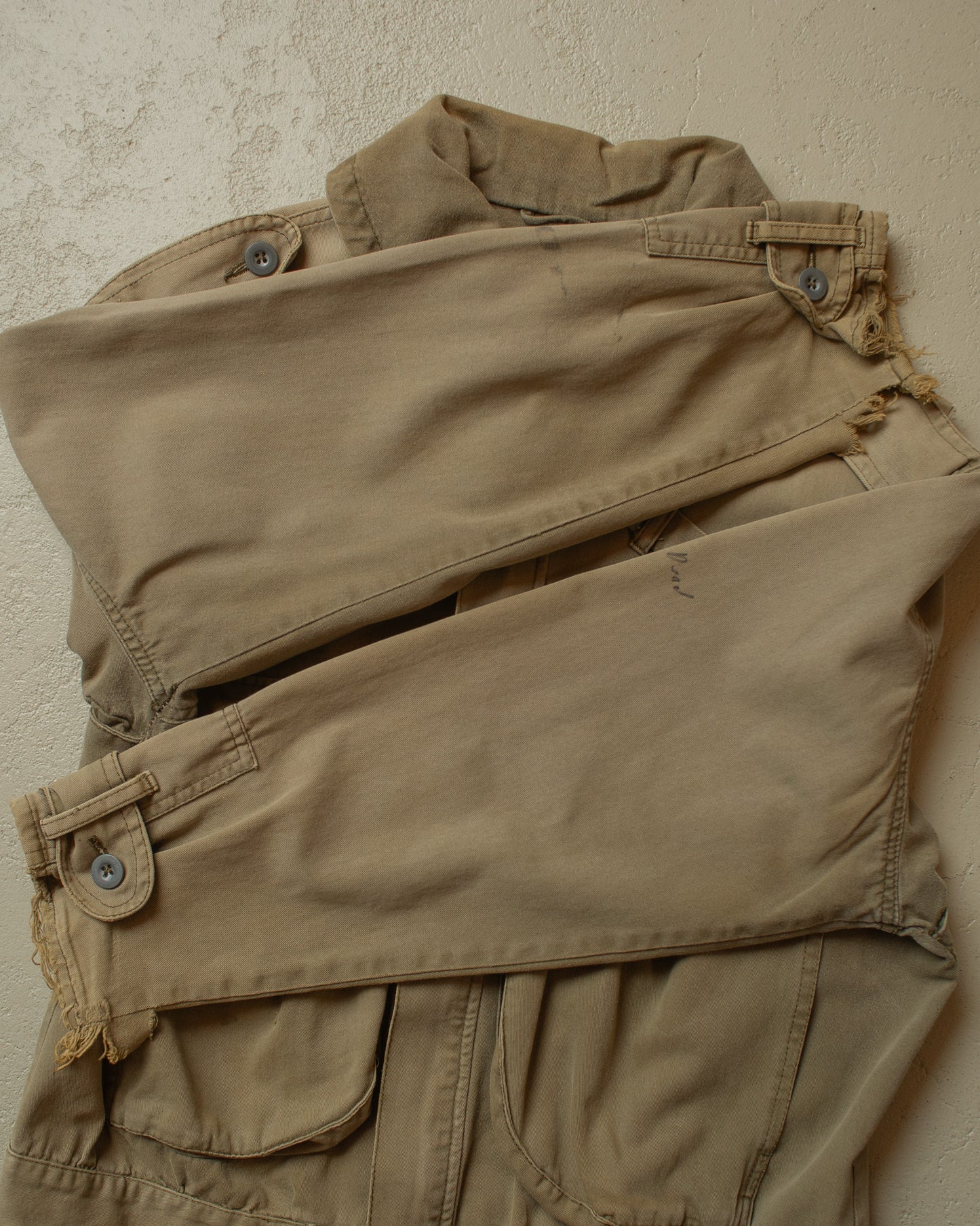 1980s/90s distressed Military Inspired Cotton Jacket khaki - M