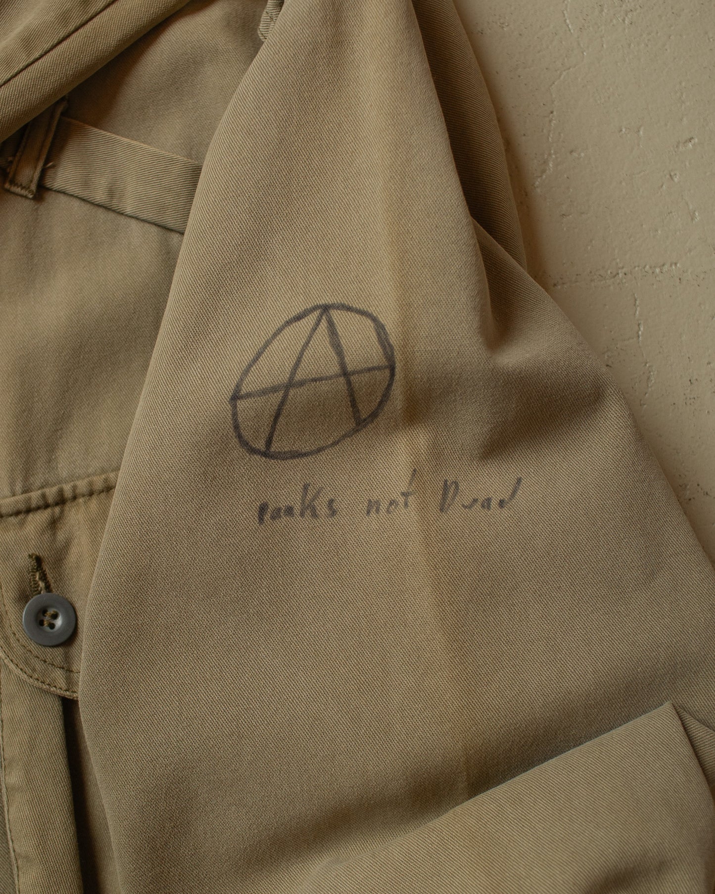 1980s/90s distressed Military Inspired Cotton Jacket khaki - M