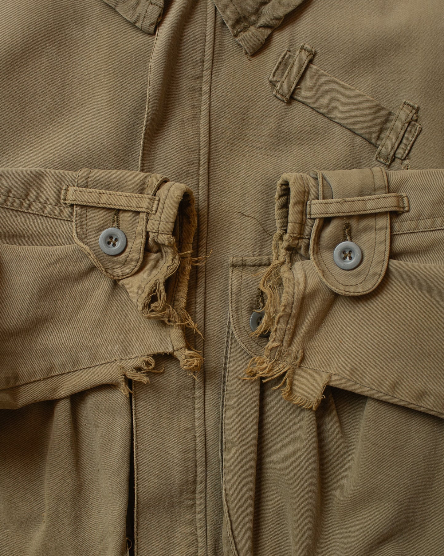 1980s/90s distressed Military Inspired Cotton Jacket khaki - M
