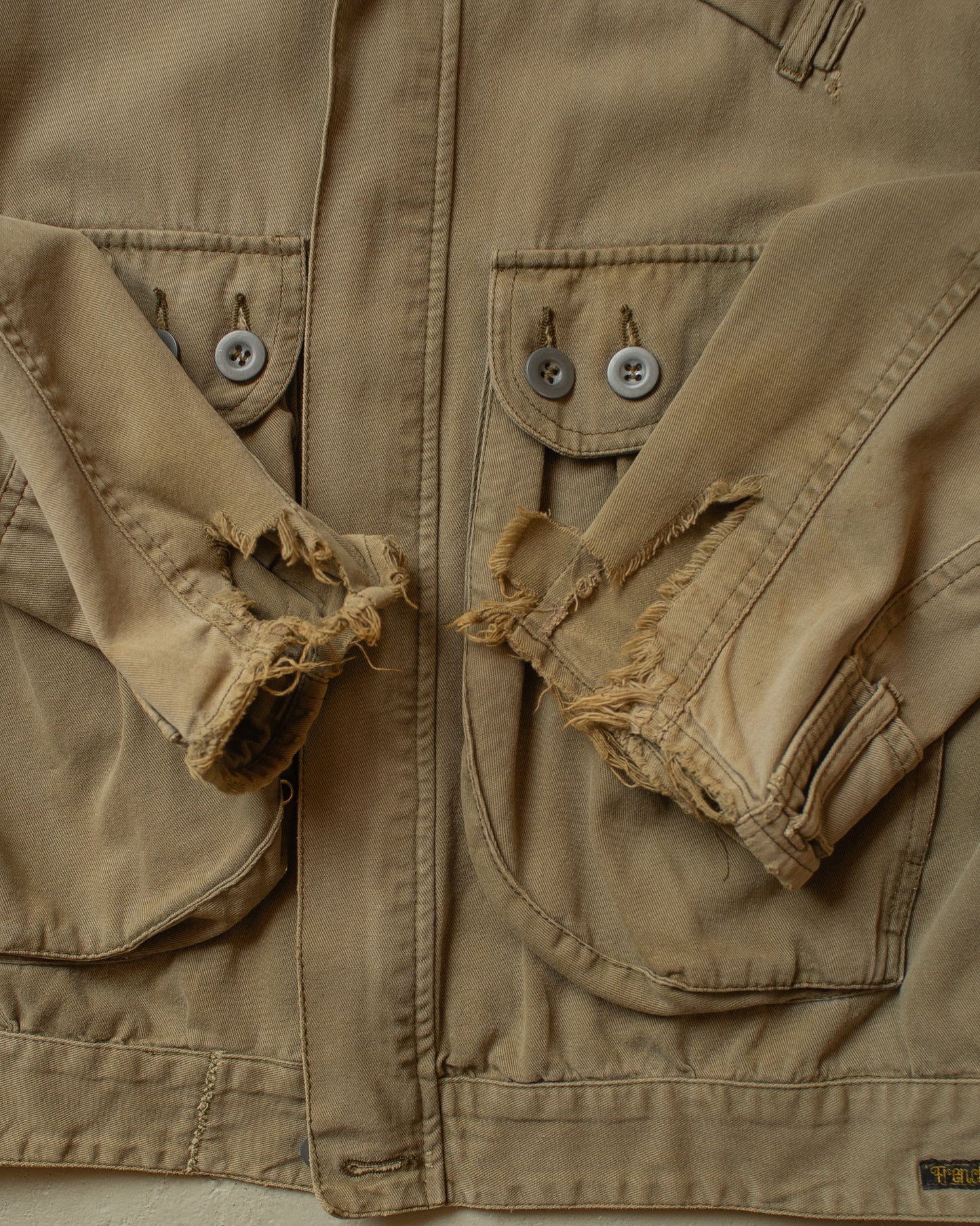 1980s/90s distressed Military Inspired Cotton Jacket khaki - M