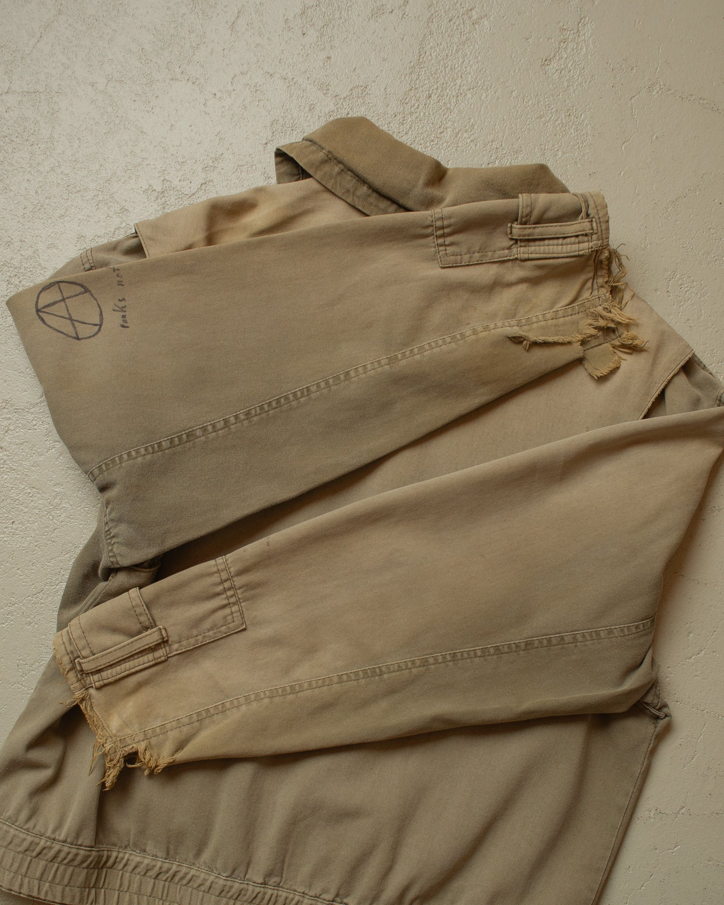 1980s/90s distressed Military Inspired Cotton Jacket khaki - M