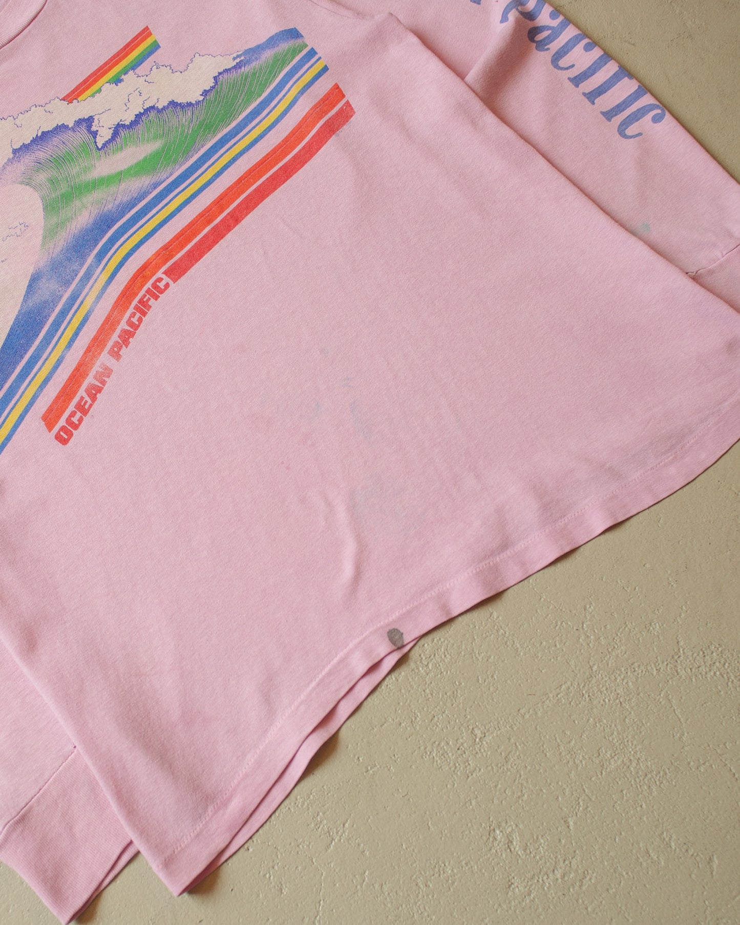 1980s distressed Ocean Pacific "The Wave" Longsleeve pink - M/L