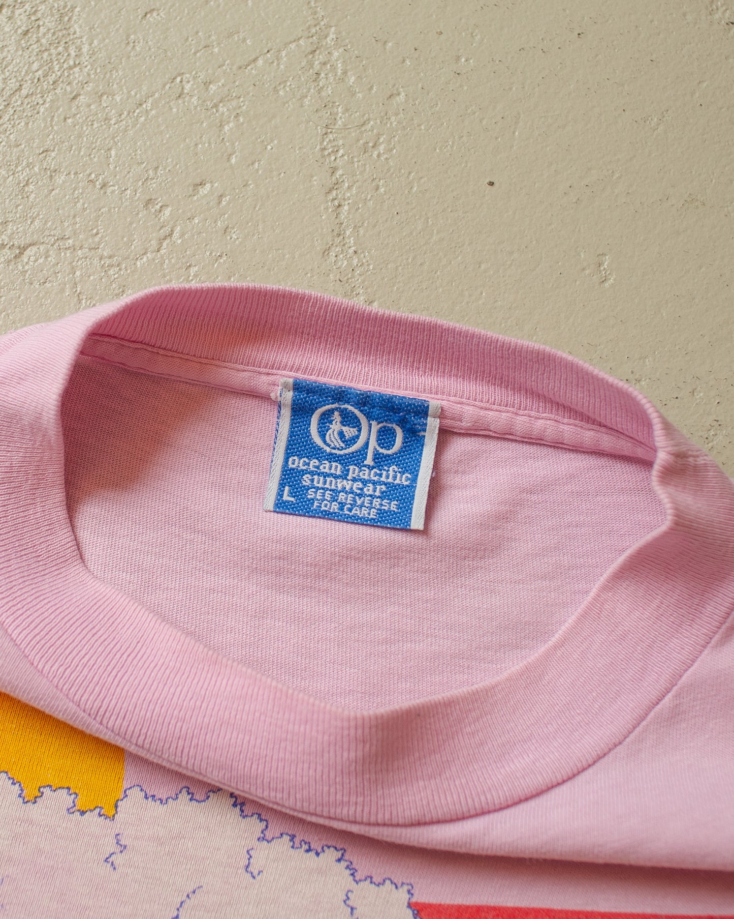 1980s distressed Ocean Pacific "The Wave" Longsleeve pink - M/L