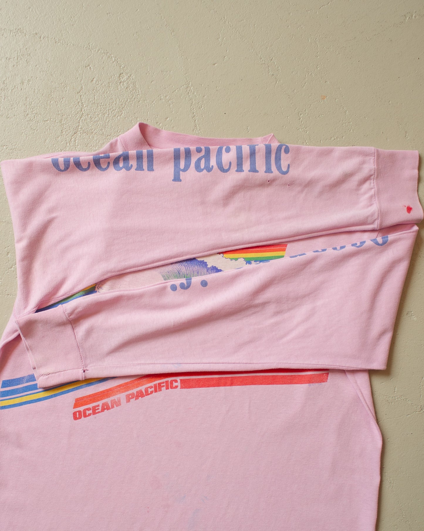 1980s distressed Ocean Pacific "The Wave" Longsleeve pink - M/L