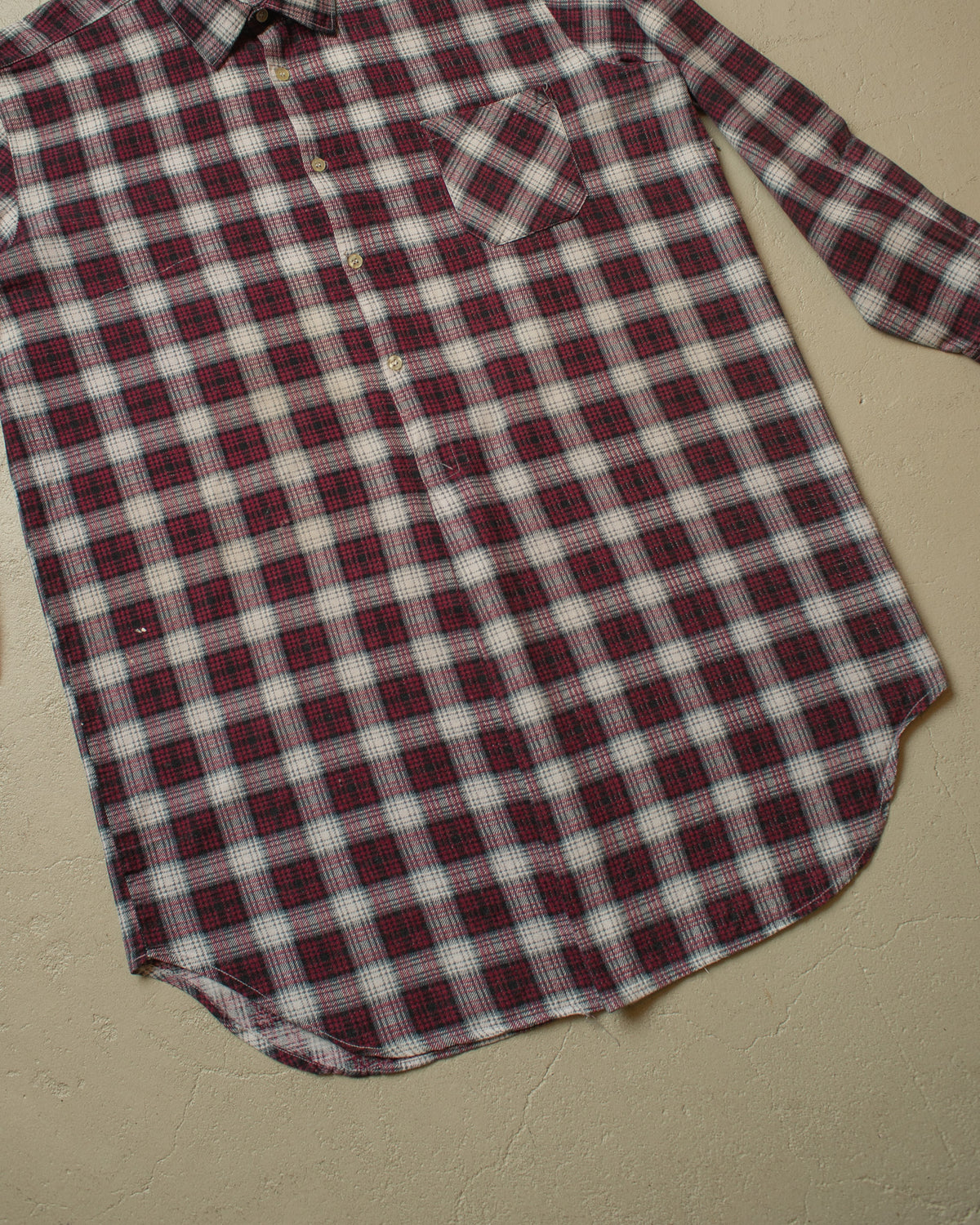 1960s German checkered Cotton Flannel Pullover Shirt burgundy - XL/XXL