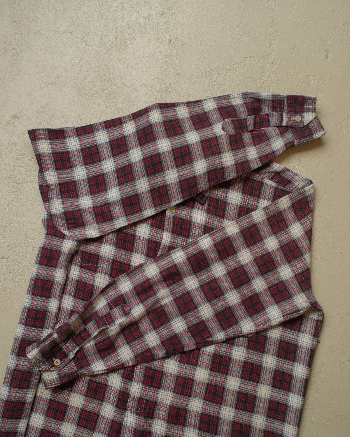 1960s German checkered Cotton Flannel Pullover Shirt burgundy - XL/XXL