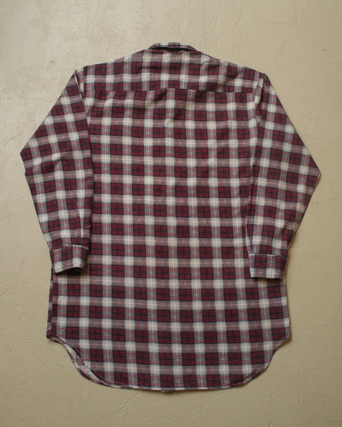 1960s German checkered Cotton Flannel Pullover Shirt burgundy - XL/XXL