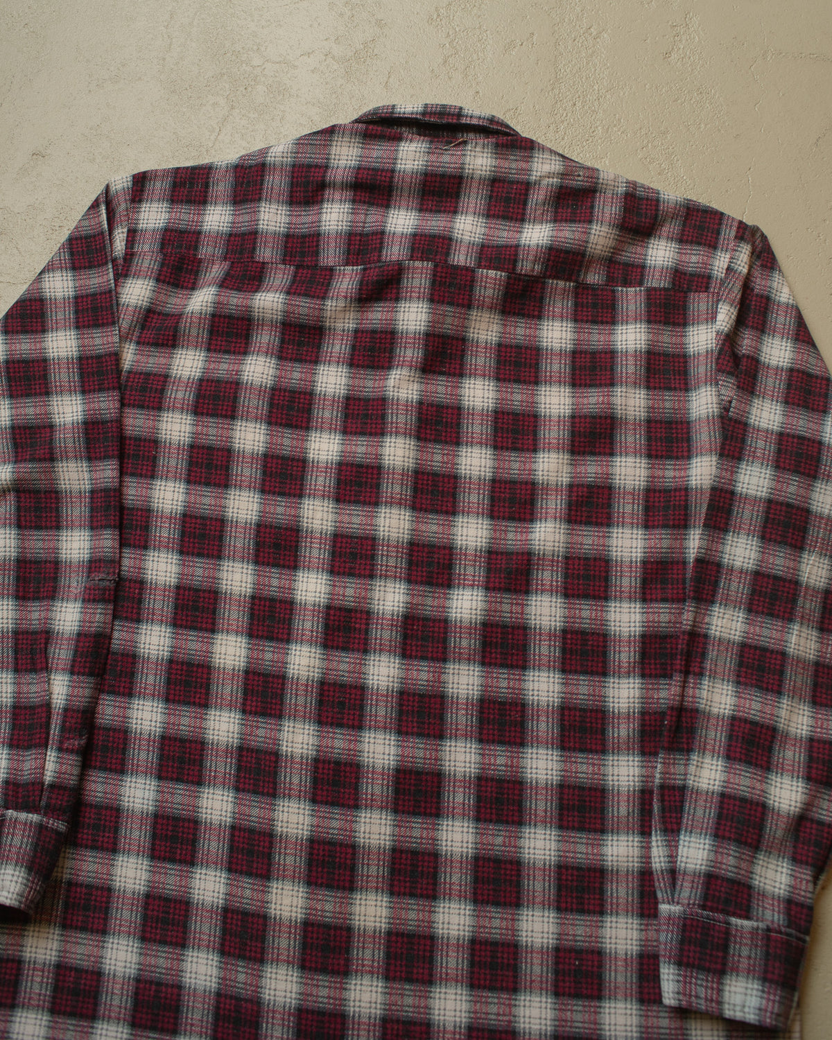 1960s German checkered Cotton Flannel Pullover Shirt burgundy - XL/XXL