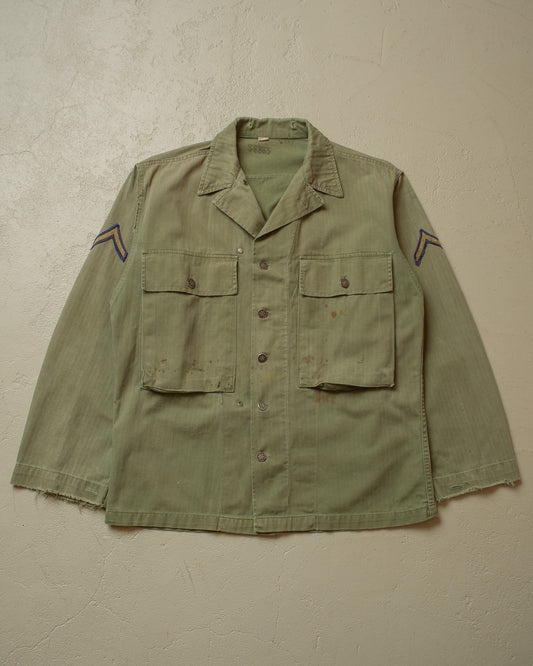 1940s WW2 US Army HBT Shirt green (Gas Flap) - XL