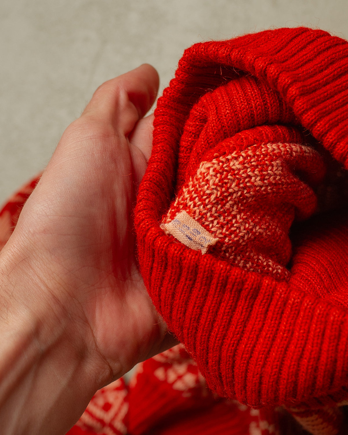 1940s/50s German Womens Wool Pattern Knit Sweater orange - M/L