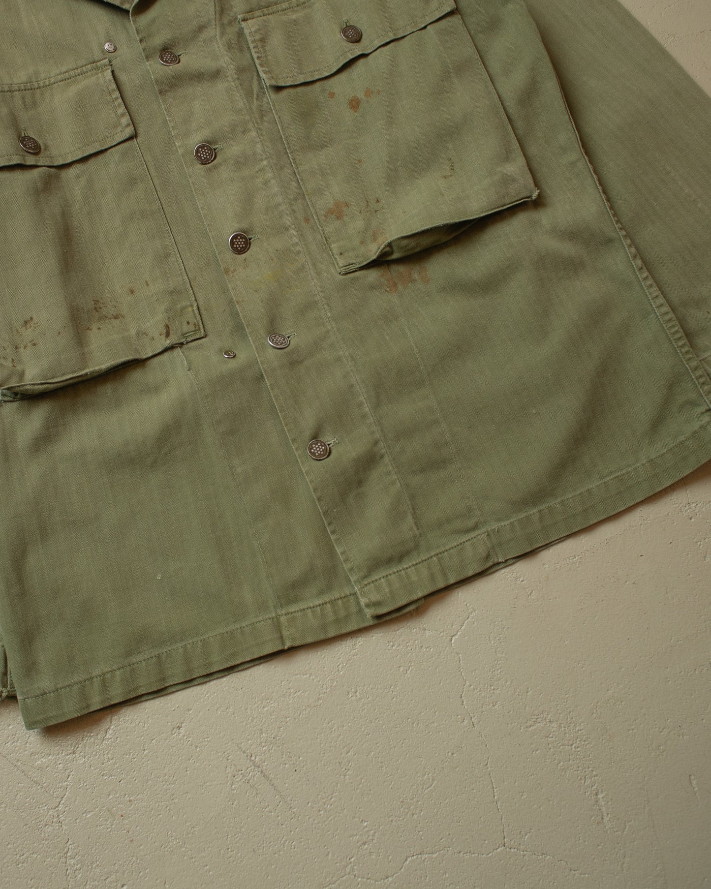 1940s WW2 US Army HBT Shirt green (Gas Flap) - XL