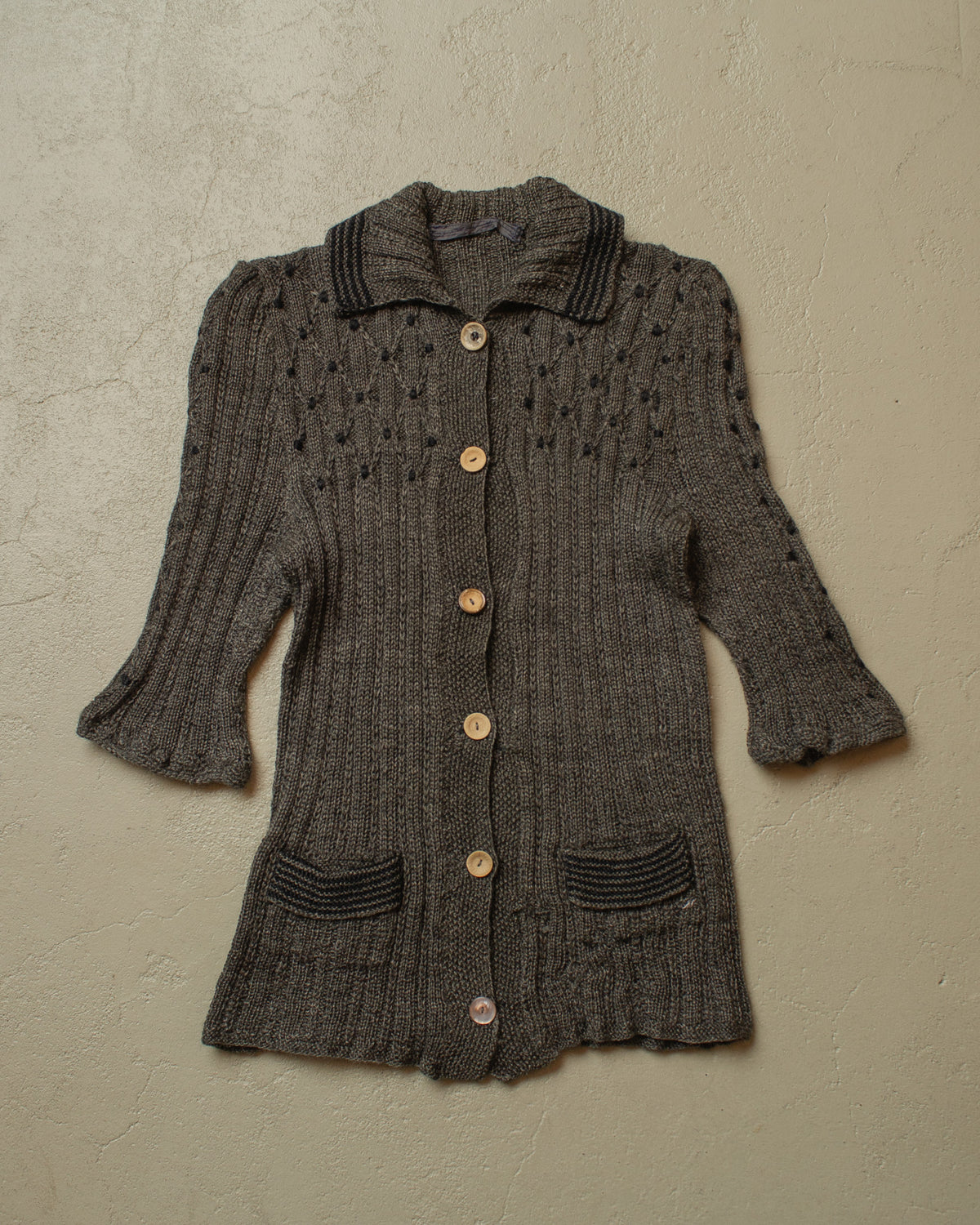 ca. 1920s/30s Rare German Womens Short sleeve Knit Jacket grey - XS/S