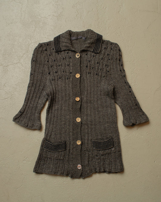 ca. 1920s/30s Rare German Womens Short sleeve Knit Jacket grey - XS/S