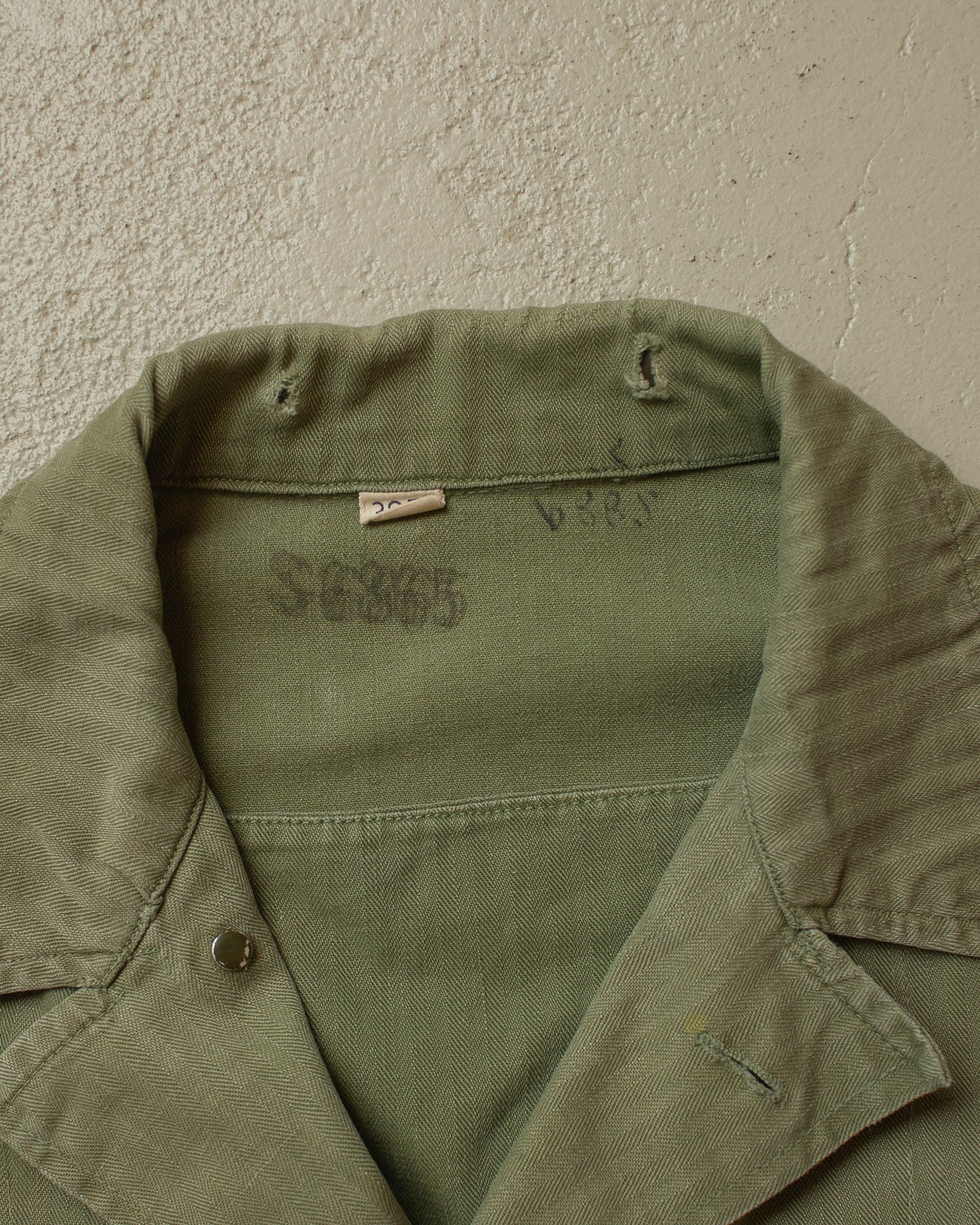 1940s WW2 US Army HBT Shirt green (Gas Flap) - XL