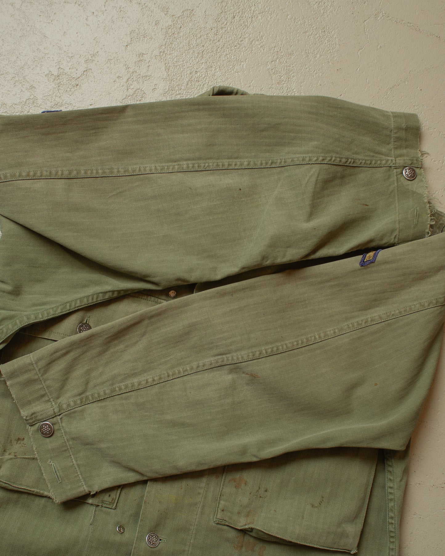 1940s WW2 US Army HBT Shirt green (Gas Flap) - XL