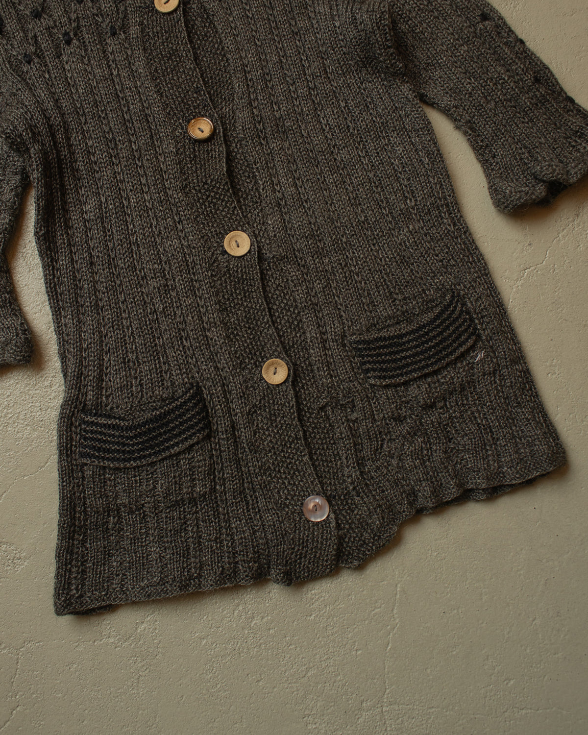 ca. 1920s/30s Rare German Womens Short sleeve Knit Jacket grey - XS/S