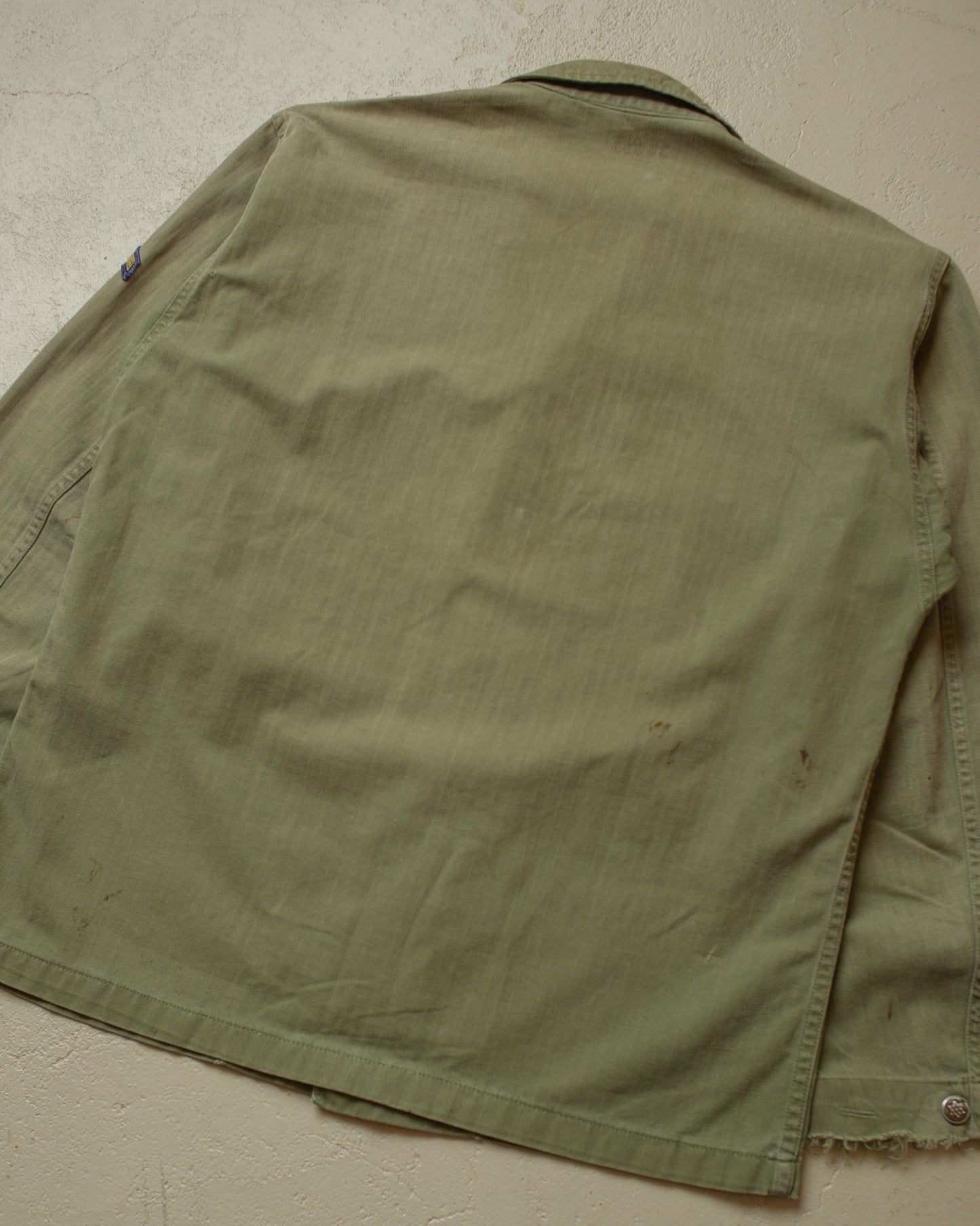 1940s WW2 US Army HBT Shirt green (Gas Flap) - XL