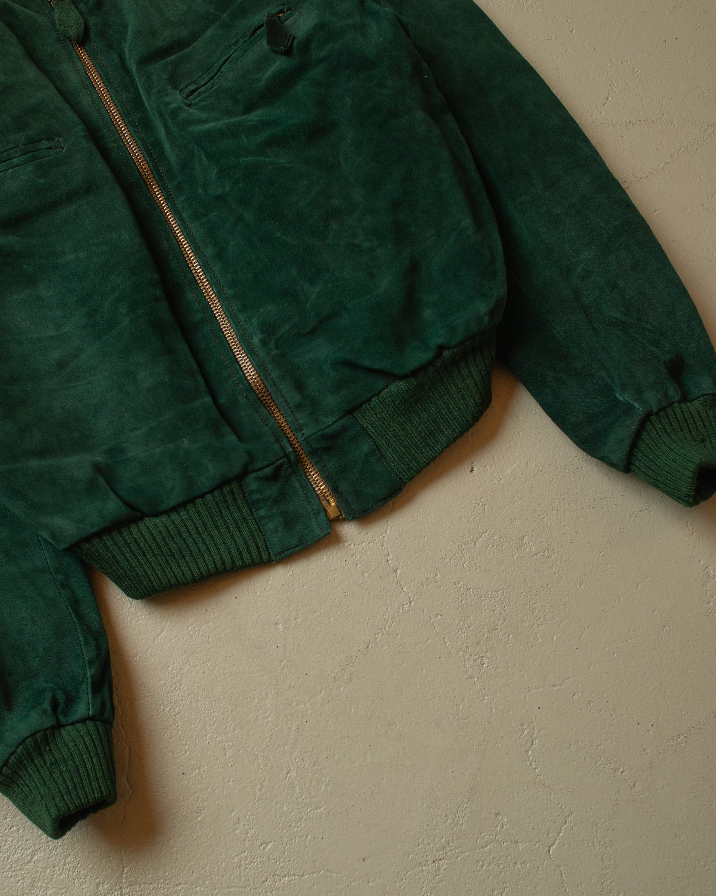 1930s/40s Suede Leather Sports Jacket green - S/M