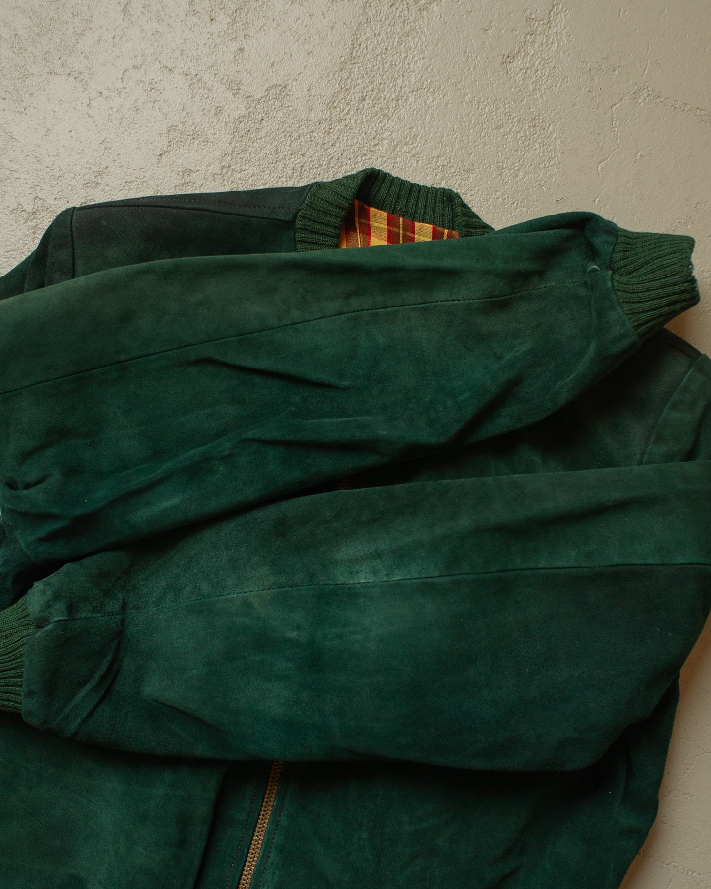 1930s/40s Suede Leather Sports Jacket green - S/M