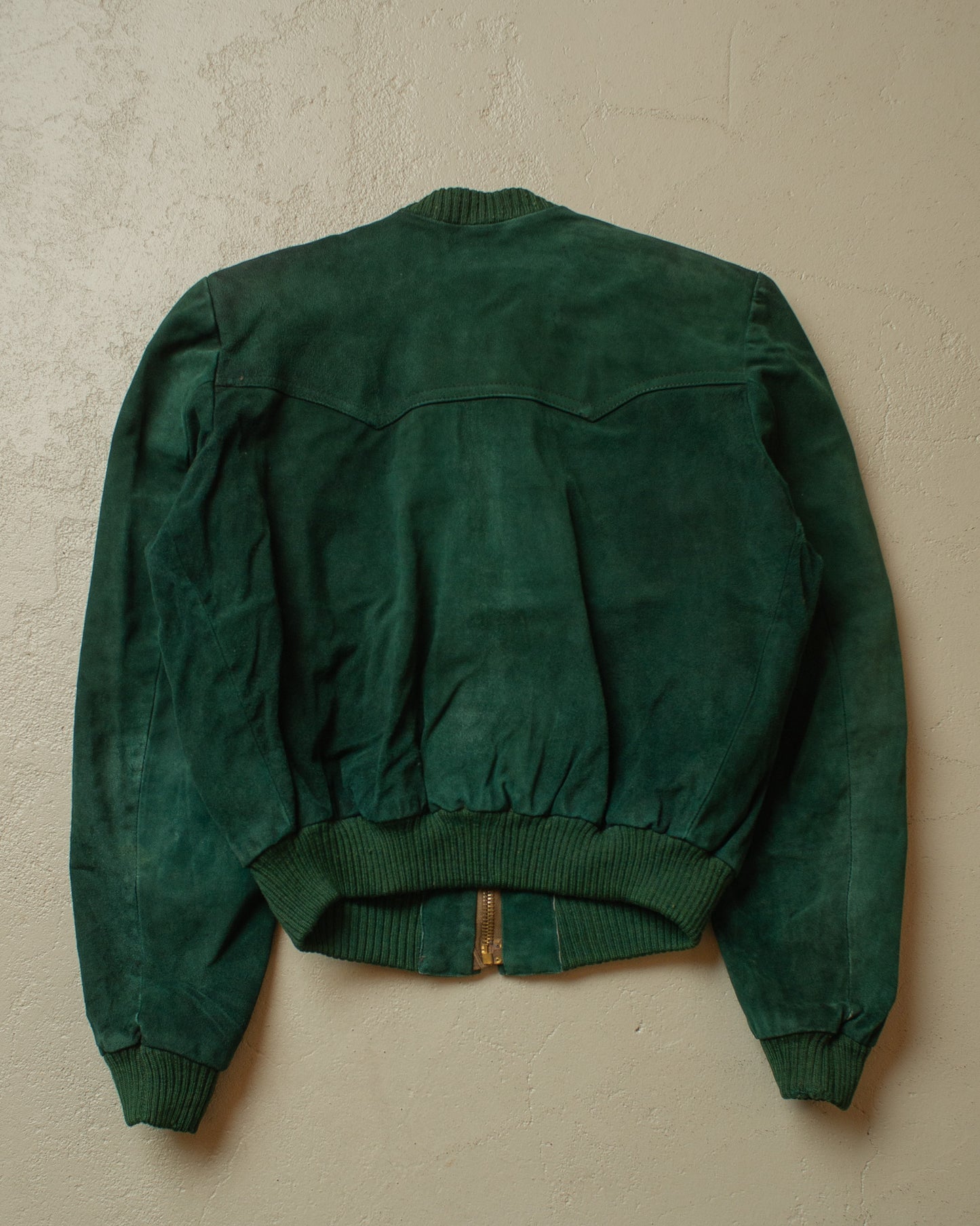 1930s/40s Suede Leather Sports Jacket green - S/M