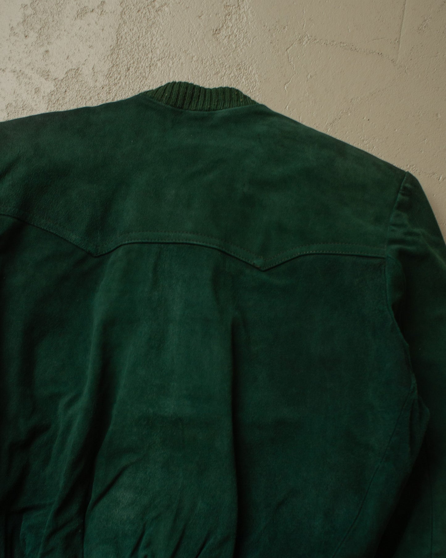 1930s/40s Suede Leather Sports Jacket green - S/M