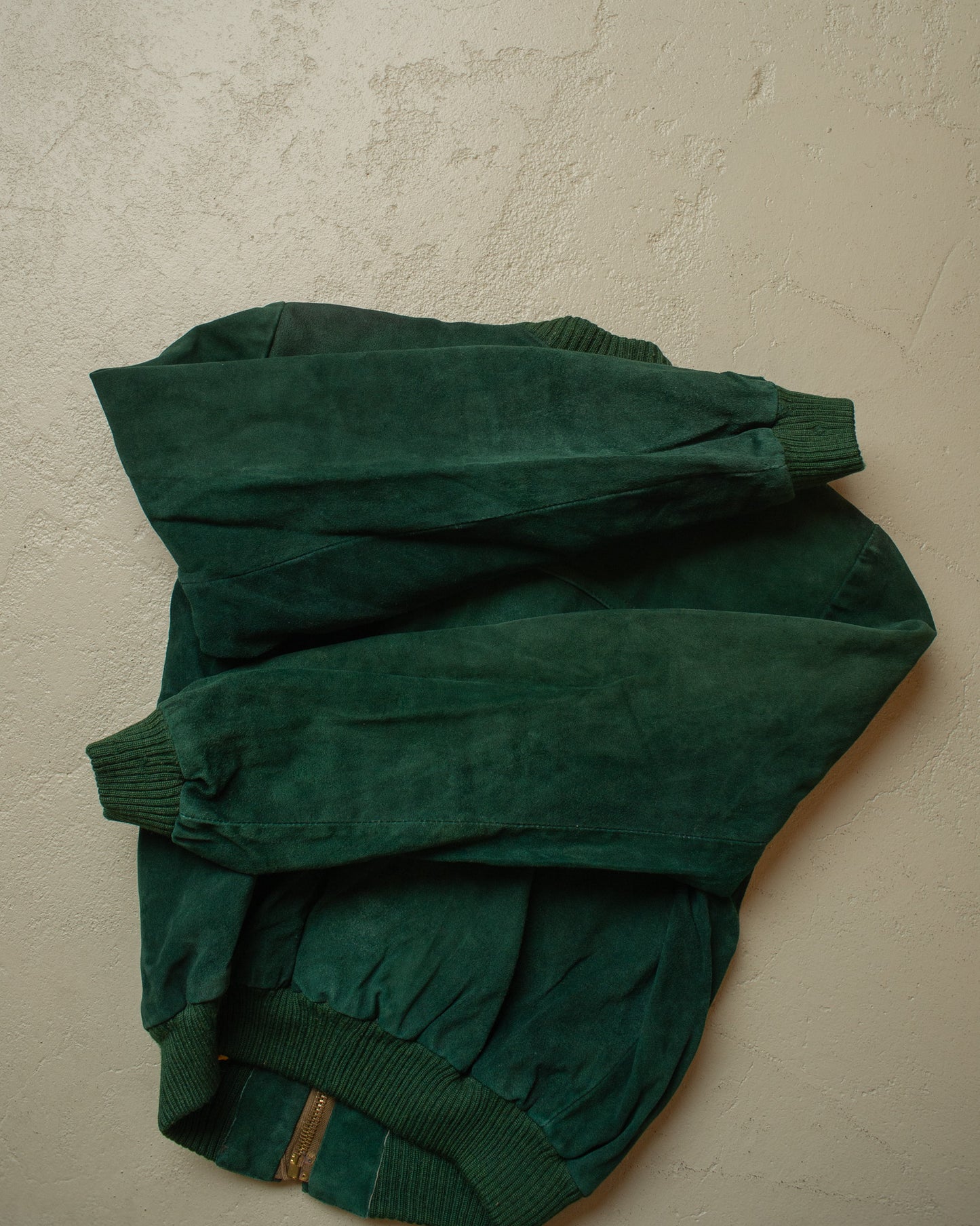 1930s/40s Suede Leather Sports Jacket green - S/M