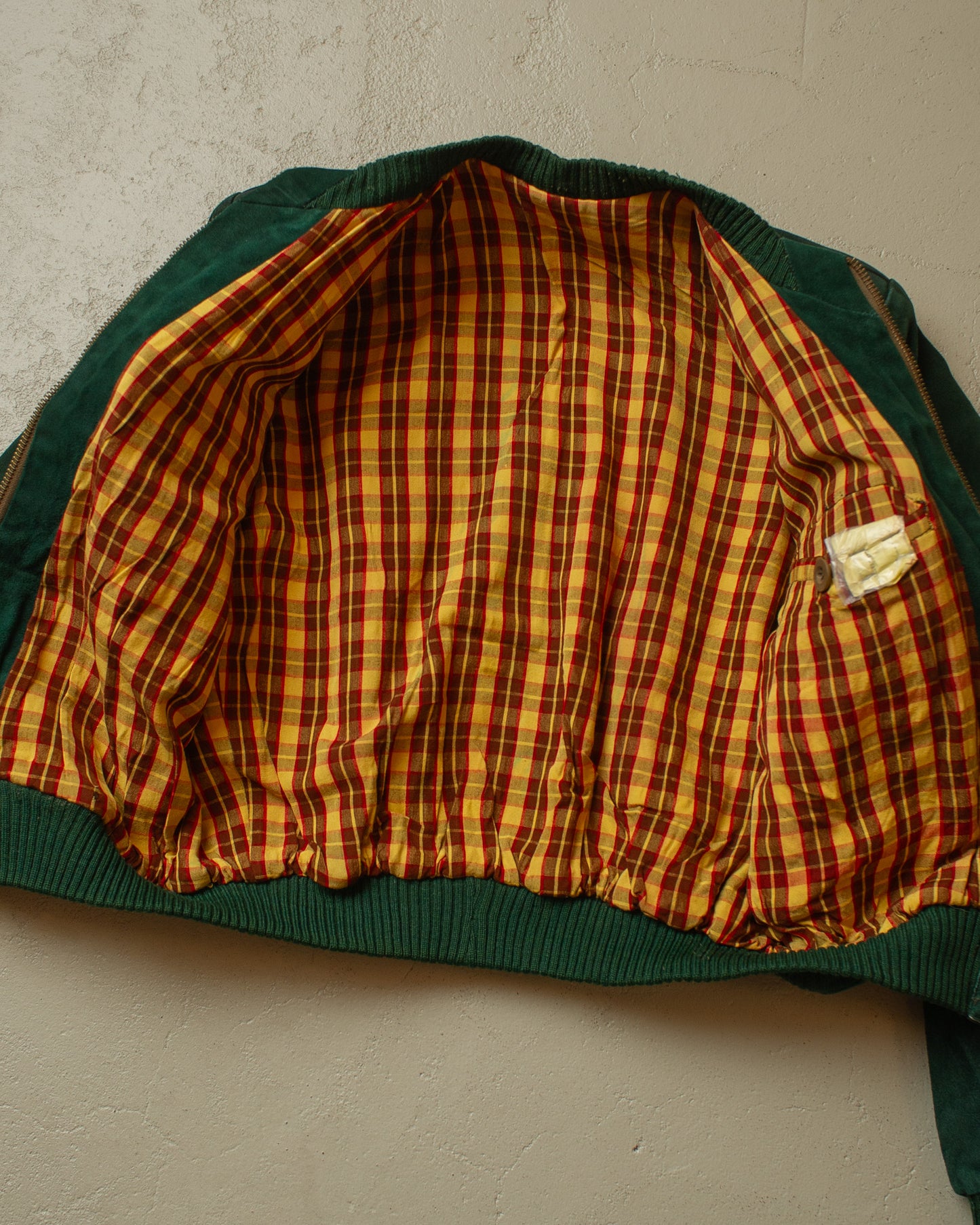 1930s/40s Suede Leather Sports Jacket green - S/M