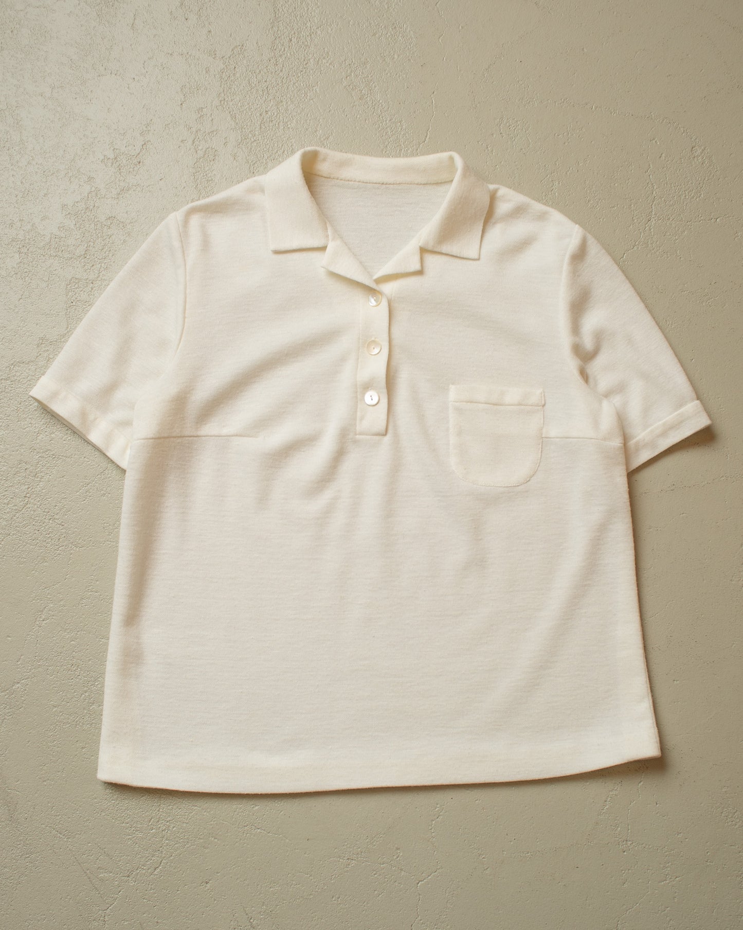1950s Knit Polo Shirt white - L