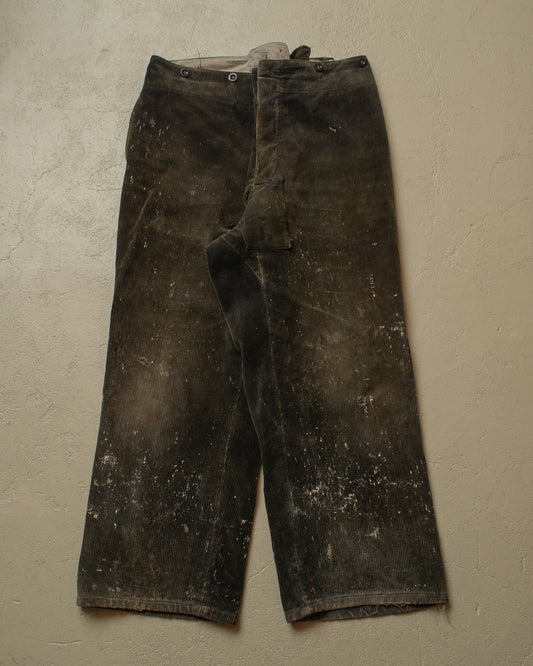1960s German Buckle back Painter Corduroy Work Pants black - W33 L27